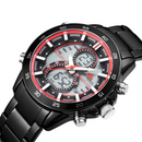 Reloj híbrido retro negro para hombre, estilo vintage con pantalla analógica y digital